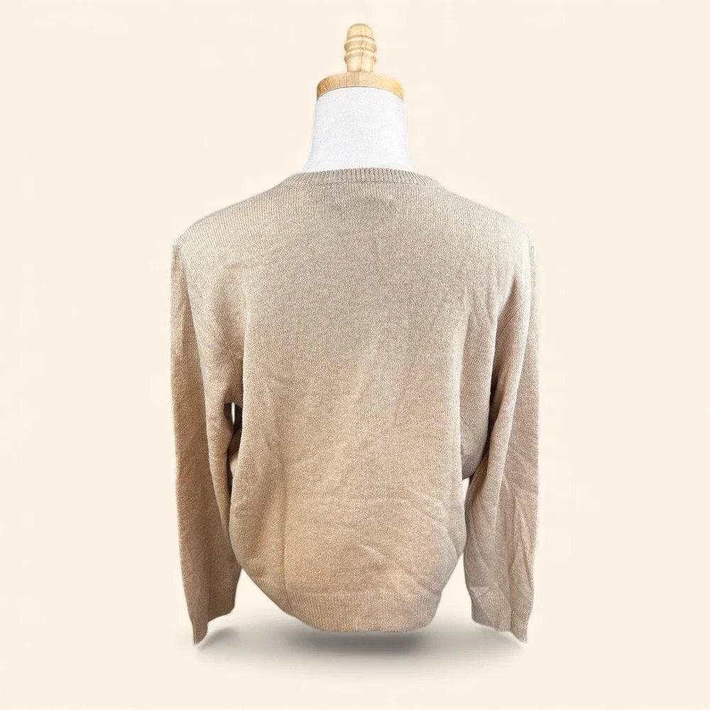 Polo Ralph Lauren Mens Tan V Neck‎ 100% Lambswool Sweater Size L